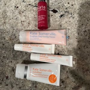 Kate Somerville exfolikate, exfolikate cleanser, and Wrinkle warrior!